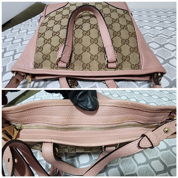 Gucci Small GG Canvas Bree satchel Bag Beige/Pink - Picture 11 of 14